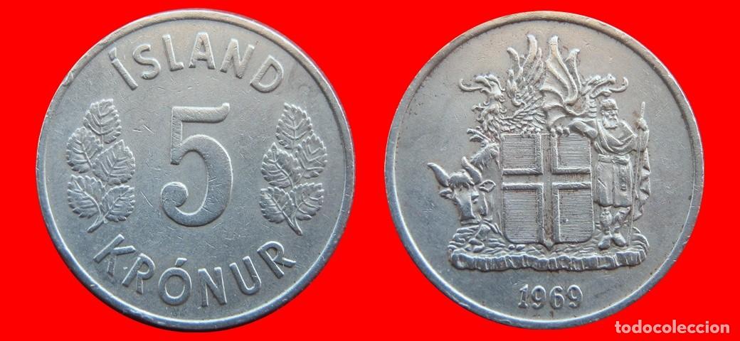 Monedas antiguas de Europa: 5 CORONAS 1969 ISLANDIA-150155