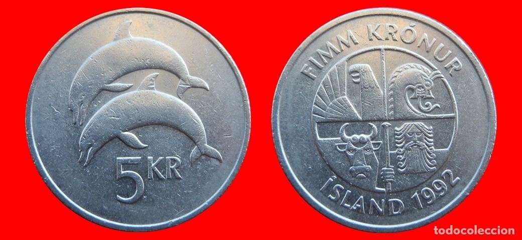 Monedas antiguas de Europa: 5 CORONAS 1992 ISLANDIA-150156
