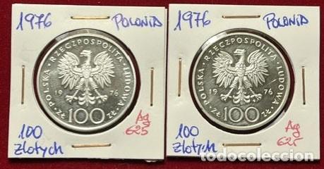 Monedas antiguas de Europa: Dos monedas de 100 zlotich de Polonia de 1976