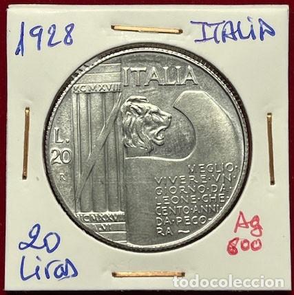 Monedas antiguas de Europa: 20 liras Italianas de 1928