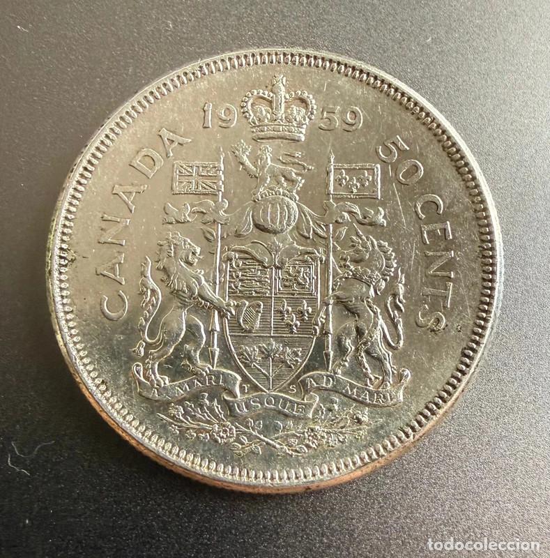 Monedas antiguas de Europa: Canad&aacute; 50 Centavos 1959 Plata .800 Isabel II