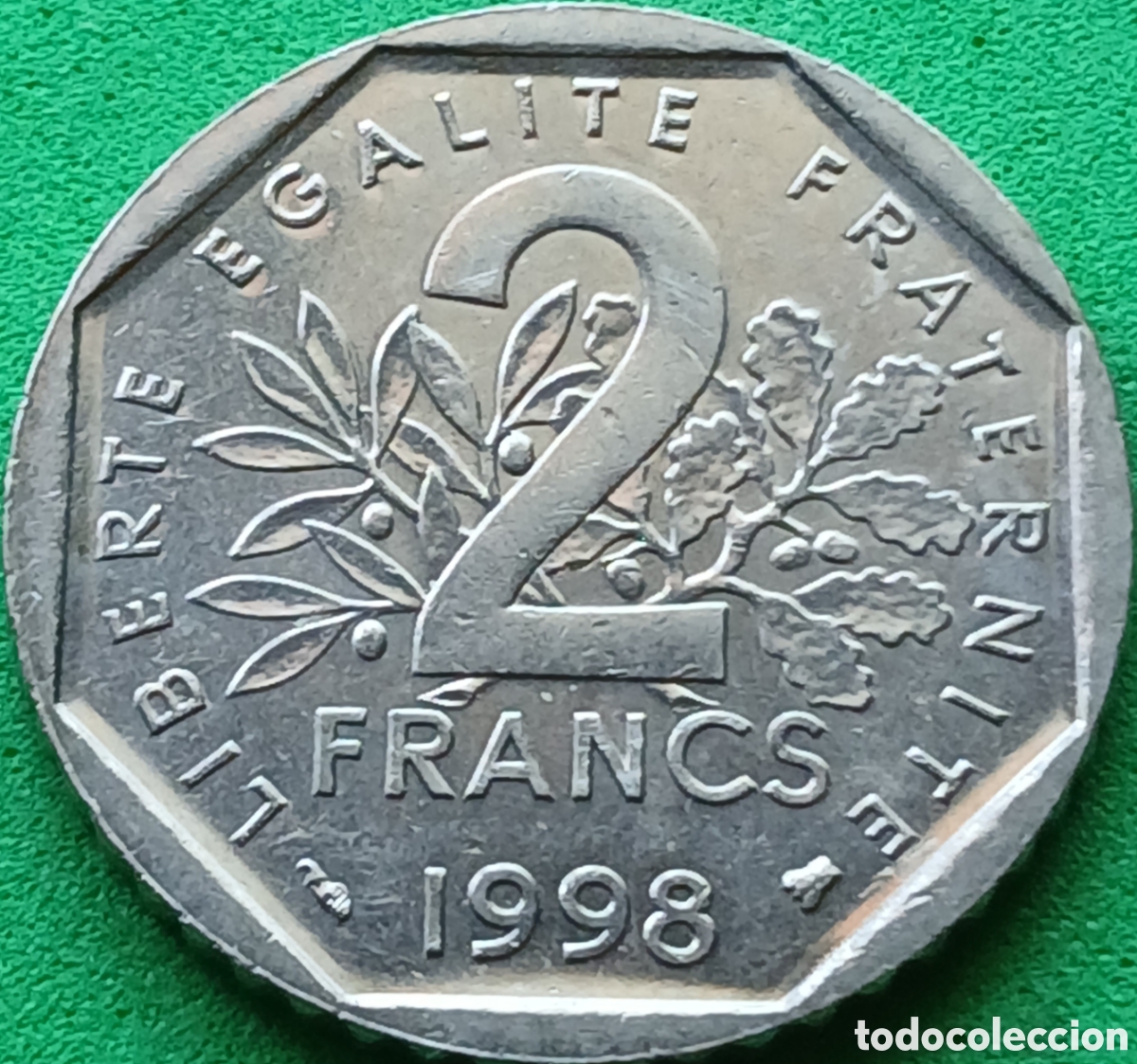 Monedas antiguas de Europa: Francia 2 francos 1998 km#942.1 borde estriado