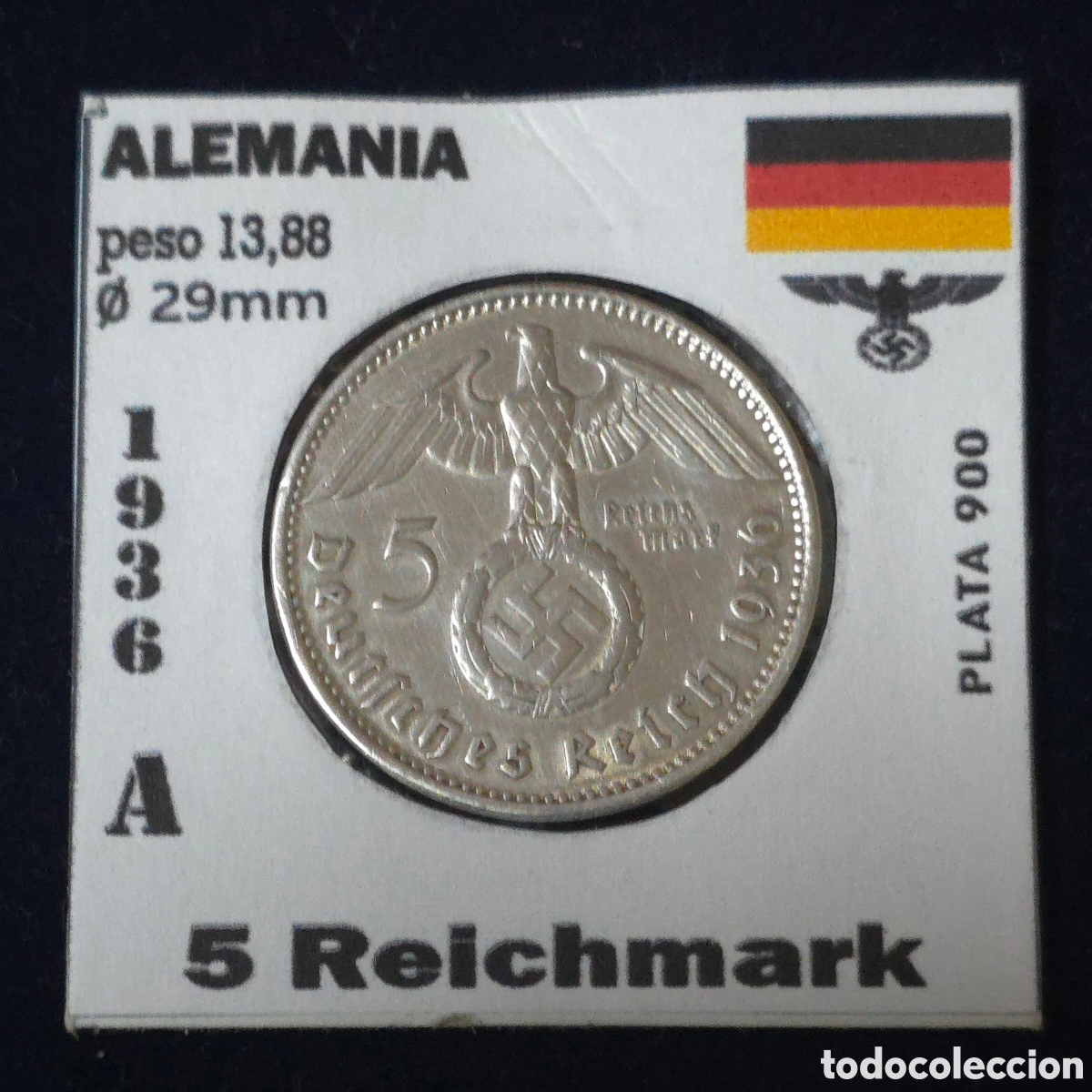 Monedas antiguas de Europa: Alemania 5 Reichmark 1936 A Plata