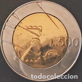 Monedas antiguas de Europa: San Marino 500 liras 1990 KM#256 bimet&aacute;lica XF/MBC