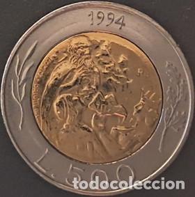 Monedas antiguas de Europa: San Marino 500 liras 1994 KM#314 bimet&aacute;lica XF/MBC