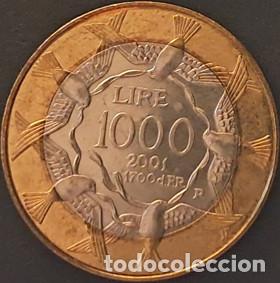 Monedas antiguas de Europa: San Marino 1000 liras 2001 KM#430 bimet&aacute;lica UNC/SC