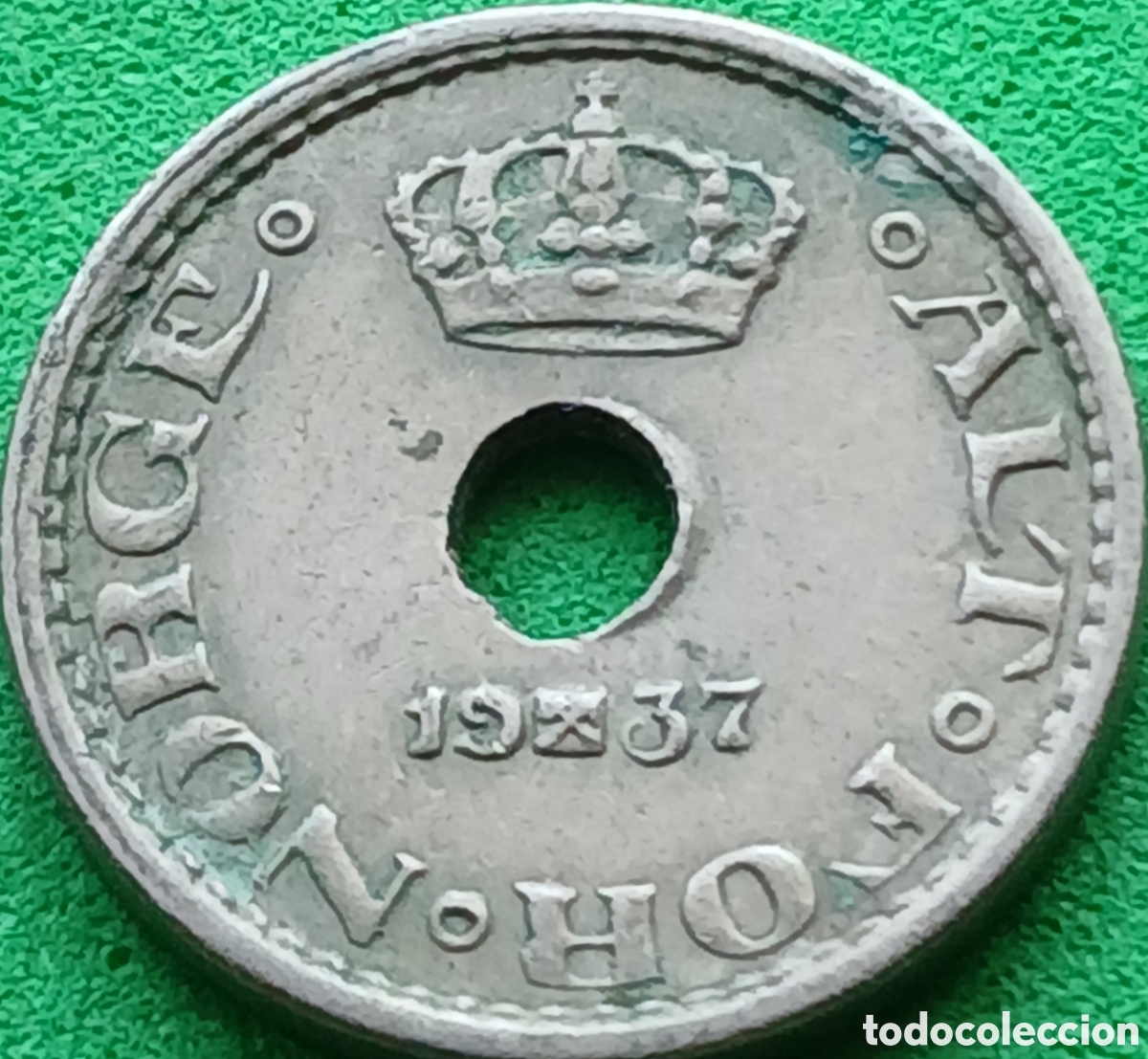 Monedas antiguas de Europa: Noruega 10 ore 1937 km#383