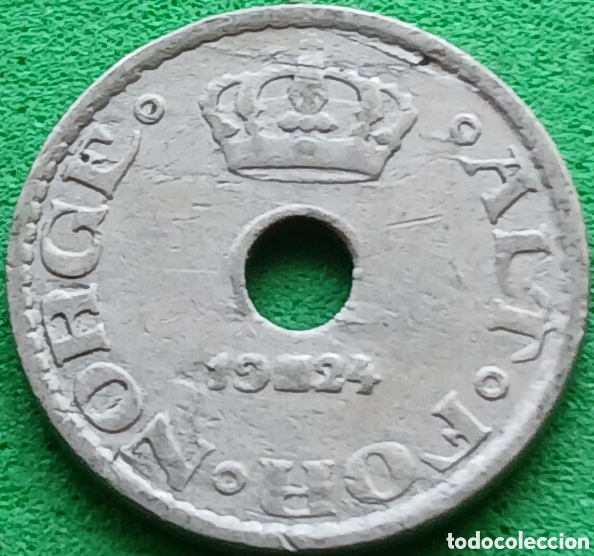 Monedas antiguas de Europa: Noruega 10 ore 1924 km#383