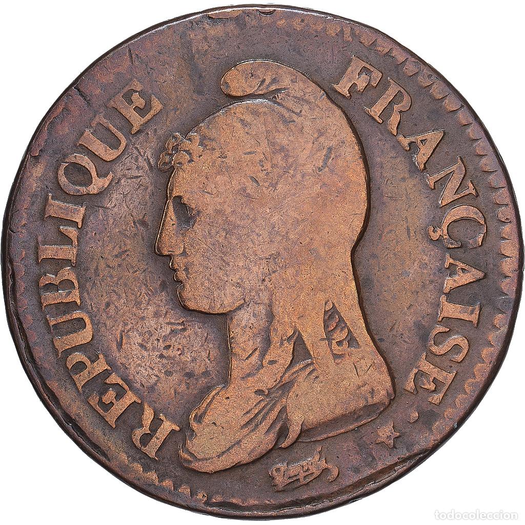Monedas antiguas de Europa: [#368691] Moneda, Francia, Dupr&eacute;, Decime, AN 5, Paris, BC+, Bronce, KM:644.1, Gadoury:187