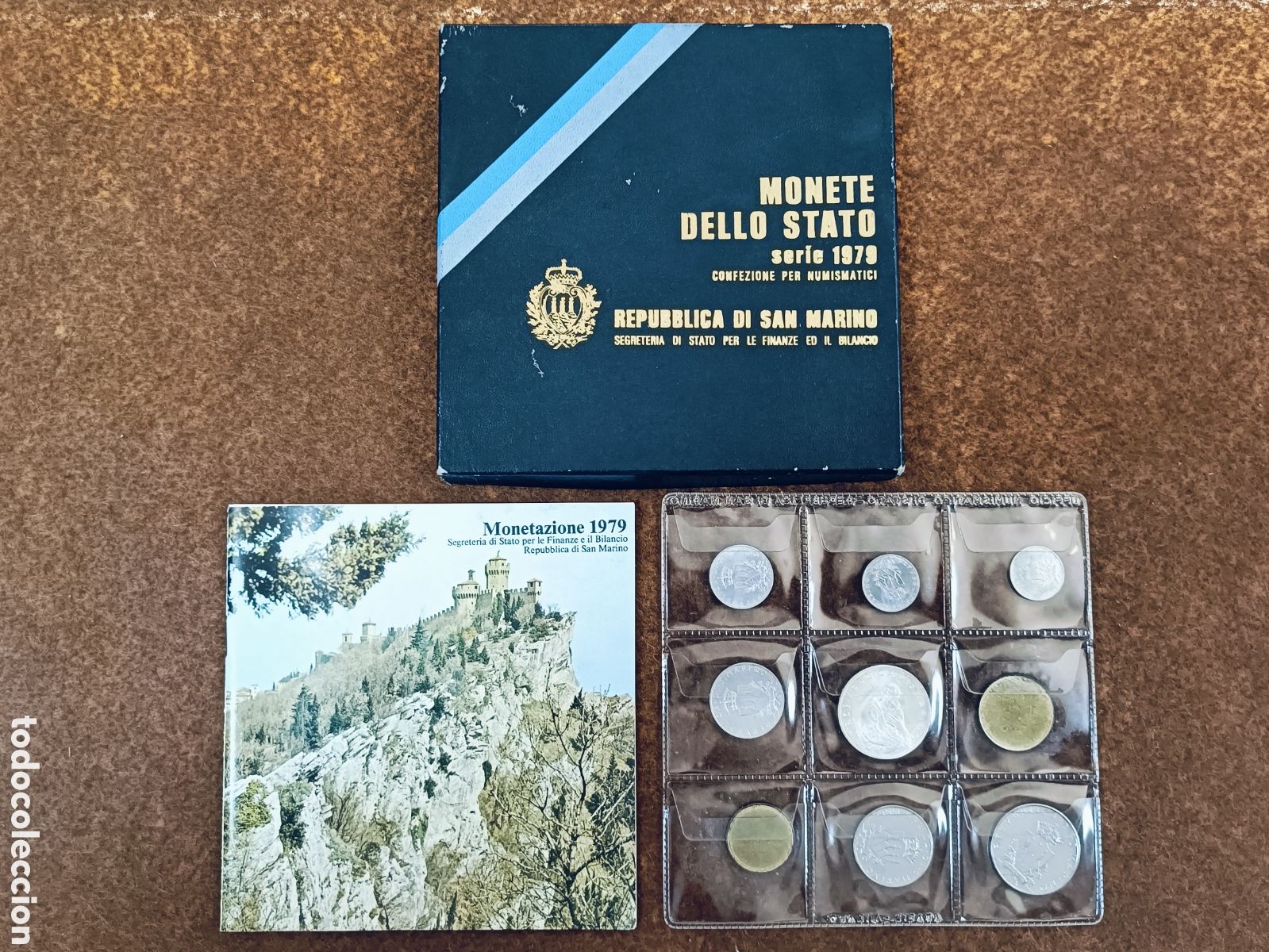 Monedas antiguas de Europa: SAN MARINO . ESTUCHE SERIE COMPLETA A&Ntilde;O1979. INCLUYE 500 LIRAS DE PLATA