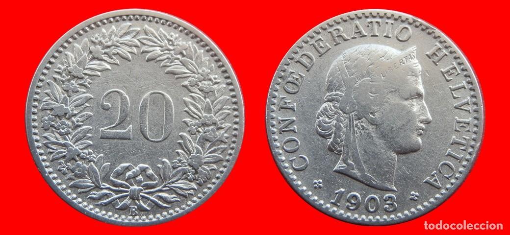 Alte M&uuml;nzen aus Europa: 20 RAPPEN 1903 SUIZA-150214