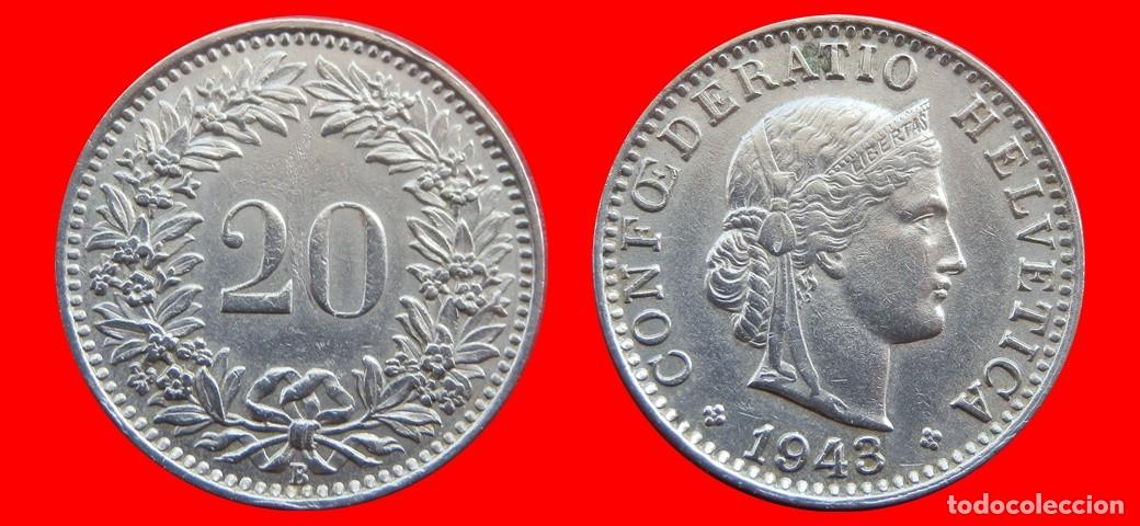Monedas antiguas de Europa: 20 RAPPEN 1943 SUIZA-150215