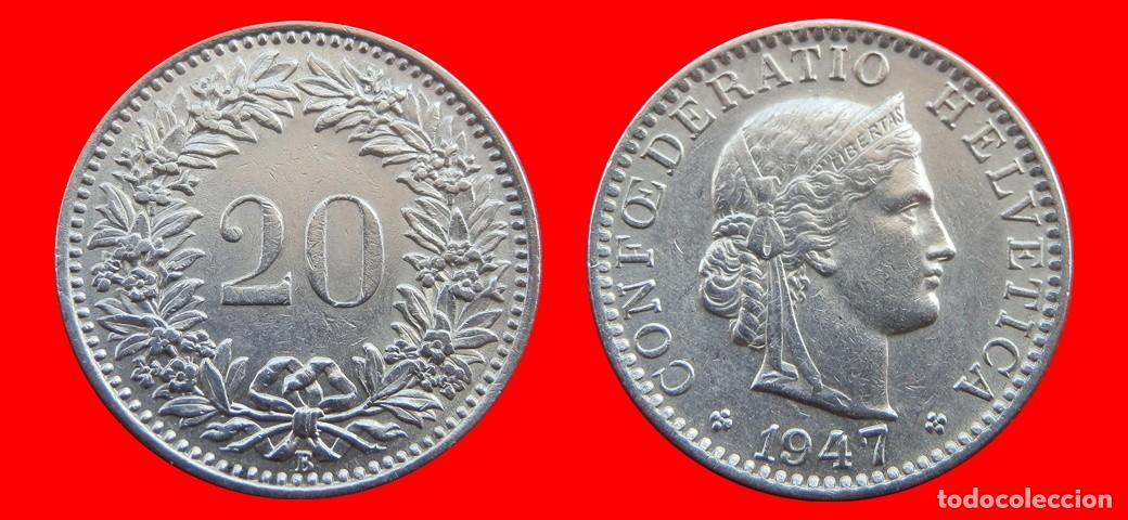 Monedas antiguas de Europa: 20 RAPPEN 1947 SUIZA-150216