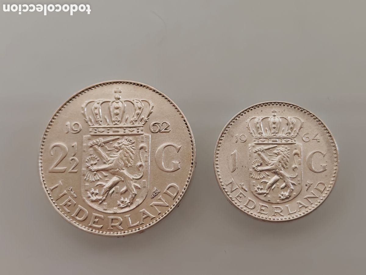 Monedas antiguas de Europa: 2x MONEDAS 21/2 GULDEN 1962 Y 1 GULDEN 1964 PLATA SIN CIRCULAR