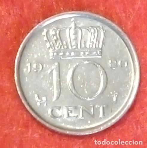 Monedas antiguas de Europa: MONEDA DE PAISES BAJOS / HOLANDA 1980 - 10 CENTS - N&Iacute;QUEL