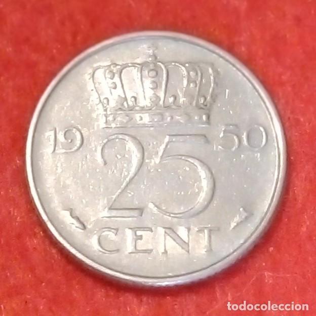 Monedas antiguas de Europa: MONEDA DE PAISES BAJOS / HOLANDA 1950 - 25 CENTS - N&Iacute;QUEL