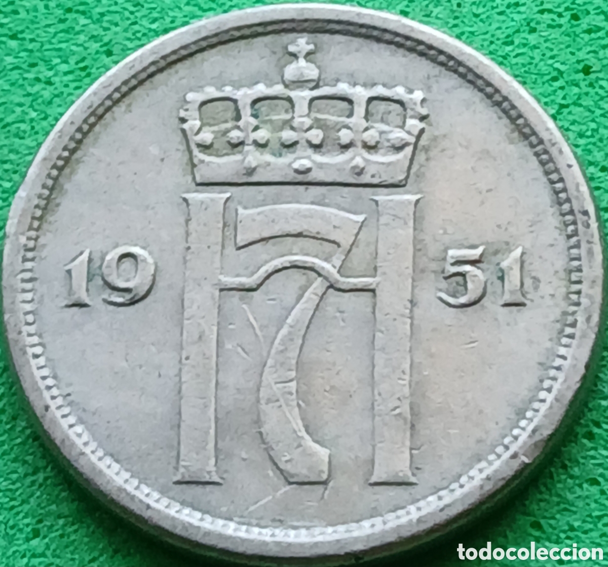 Monedas antiguas de Europa: Noruega 10 ore 1951 km#396