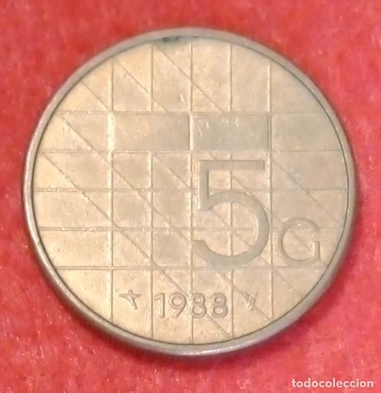 Monedas antiguas de Europa: MONEDA DE PAISES BAJOS / HOLANDA 1988 - 5 GULDEN - N&Iacute;QUEL REVESTIDO DE LAT&Oacute;N