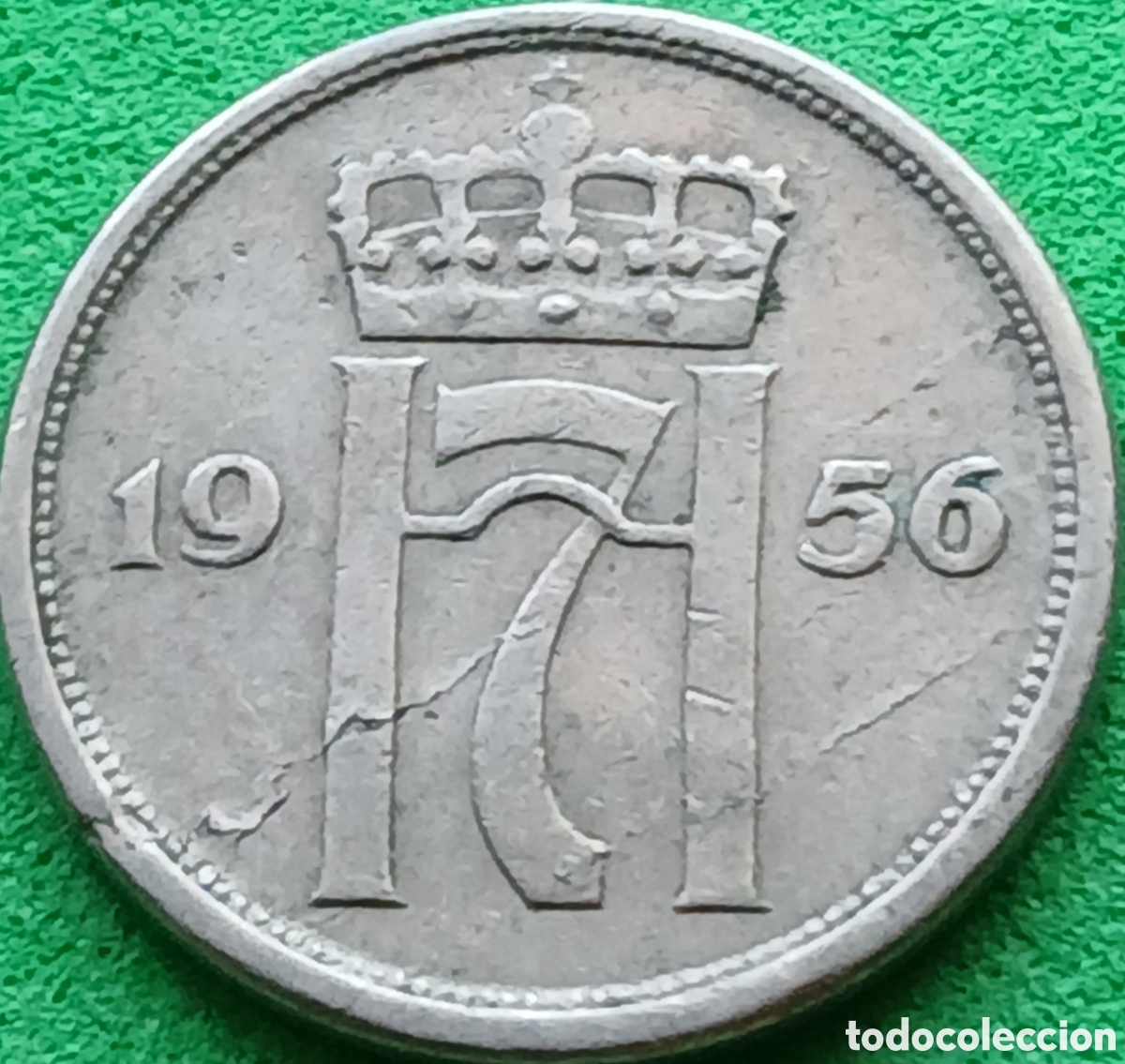 Monedas antiguas de Europa: Noruega 10 ore 1956 km#396