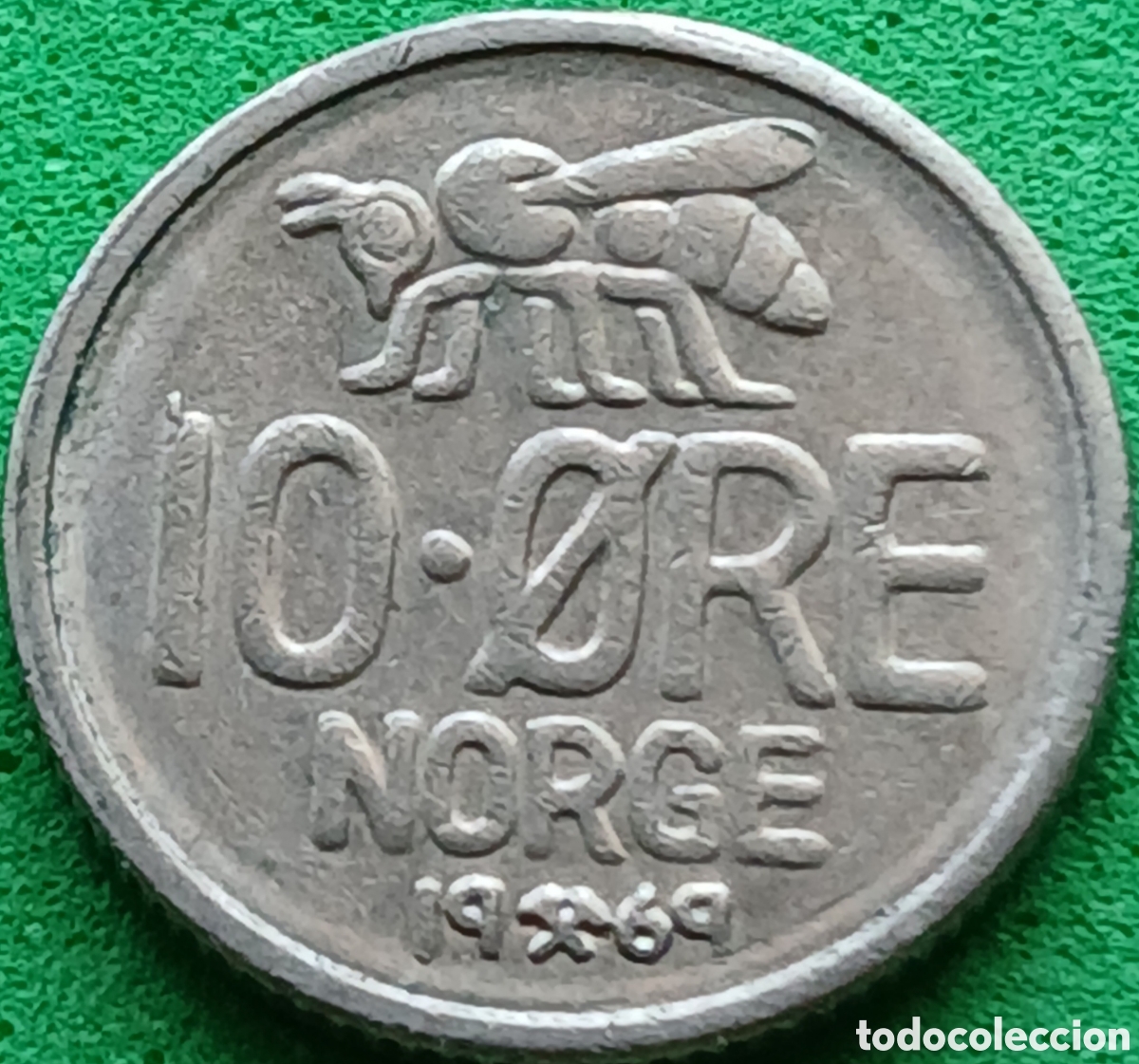 Monedas antiguas de Europa: Noruega 10 ore 1969 km#411