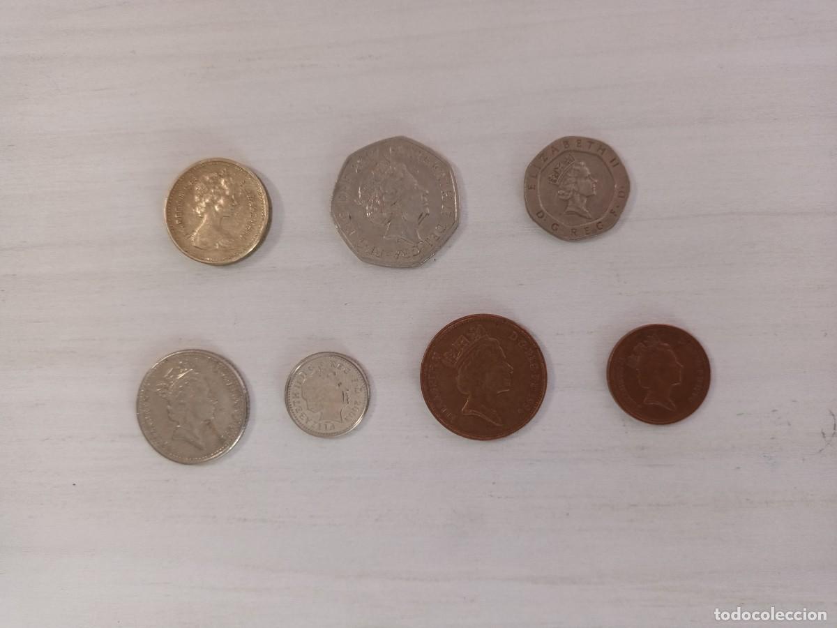 Monedas antiguas de Europa: 7 monedas Reino Unido. Isabel II