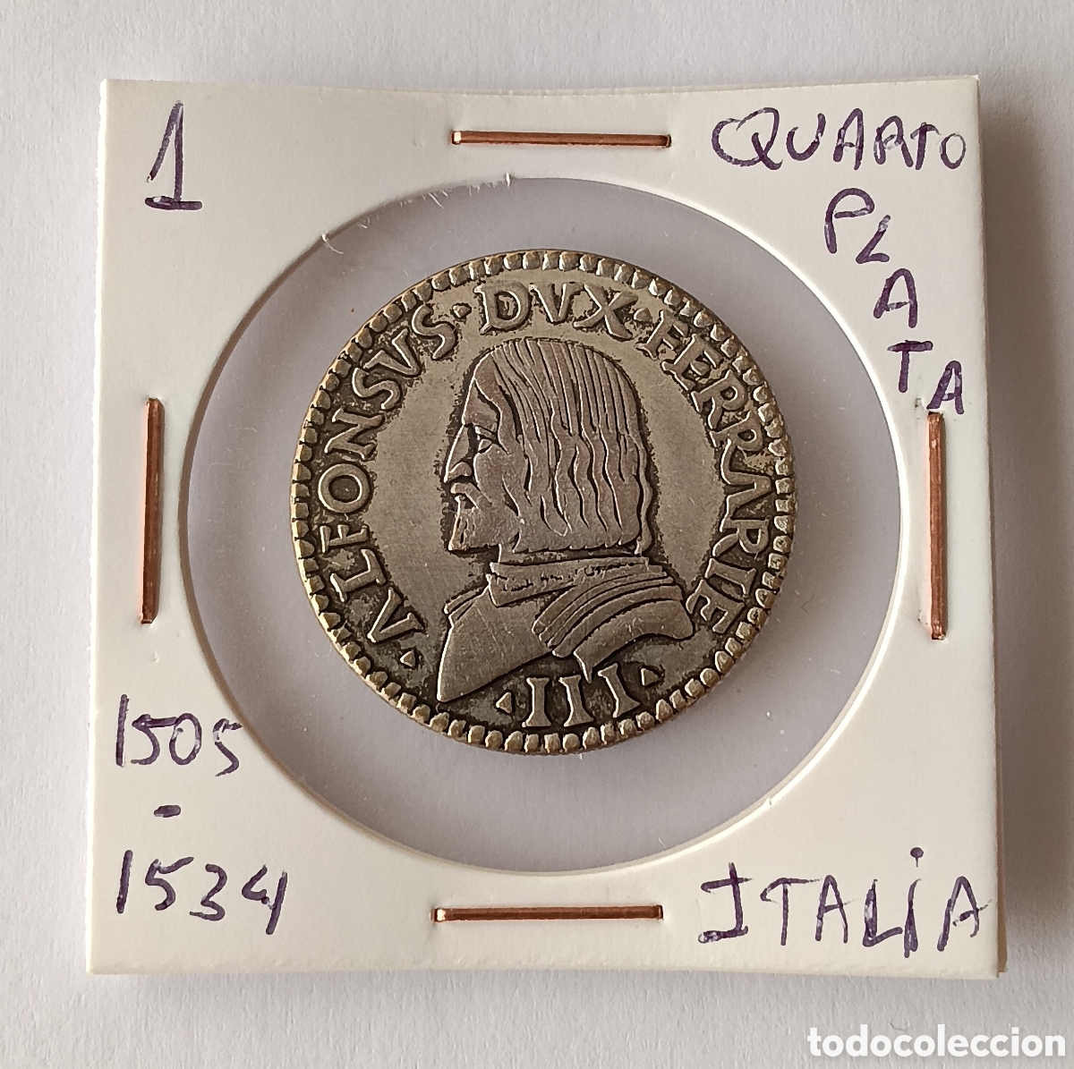Monedas antiguas de Europa: Moneda 1 Quarto de Plata (1505 - 1524 ) Italia.