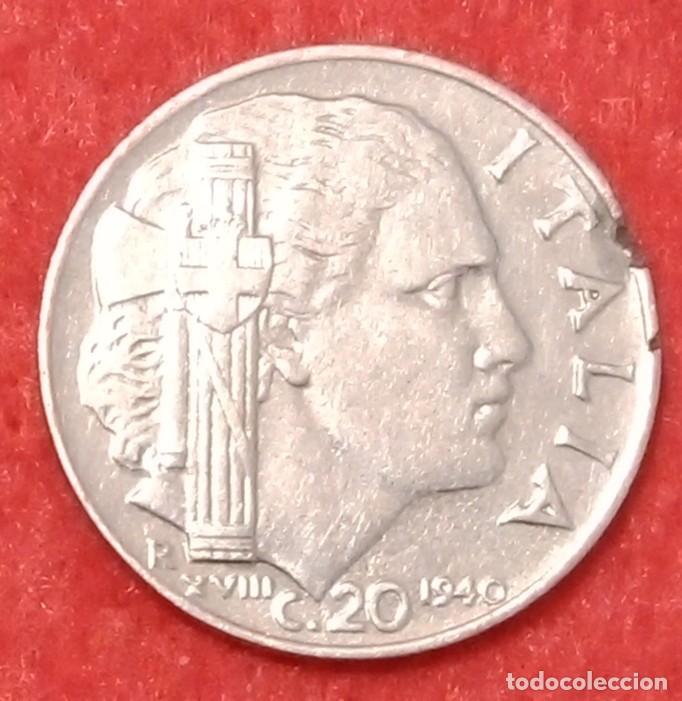 Monedas antiguas de Europa: MONEDA DE ITALIA 1940 - 20 CENTISIMI/C&Eacute;NTIMOS - ACERO INOXIDABLE