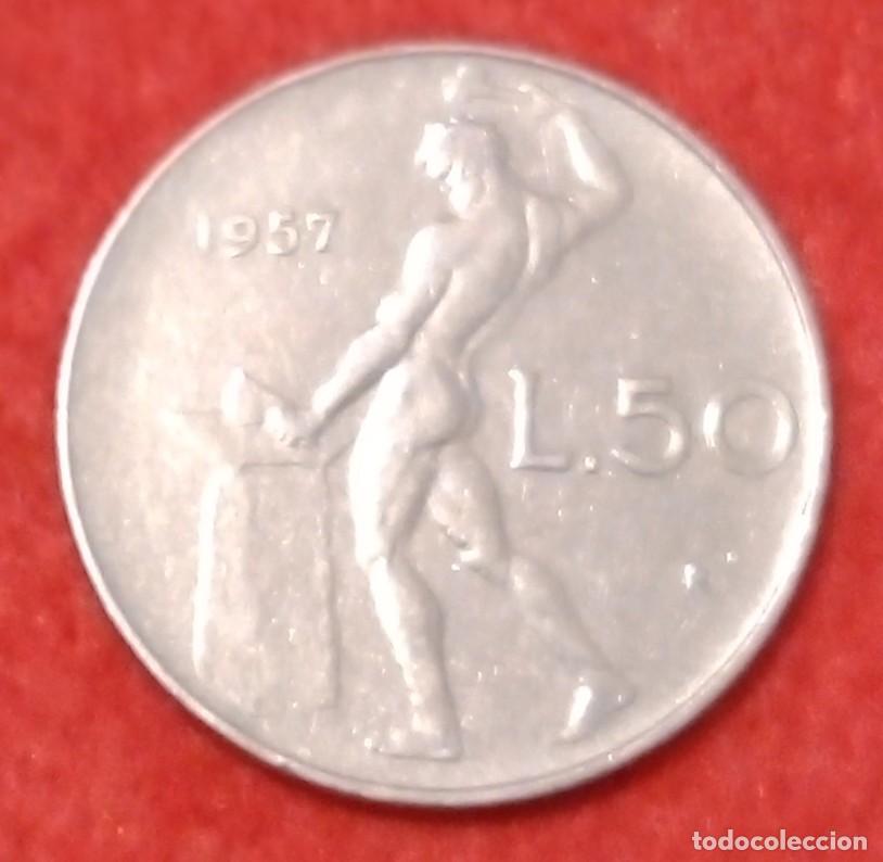 Monnaies anciennes de Europe: MONEDA DE ITALIA 1957 - 50 LIRAS - ACERO INOXIDABLE