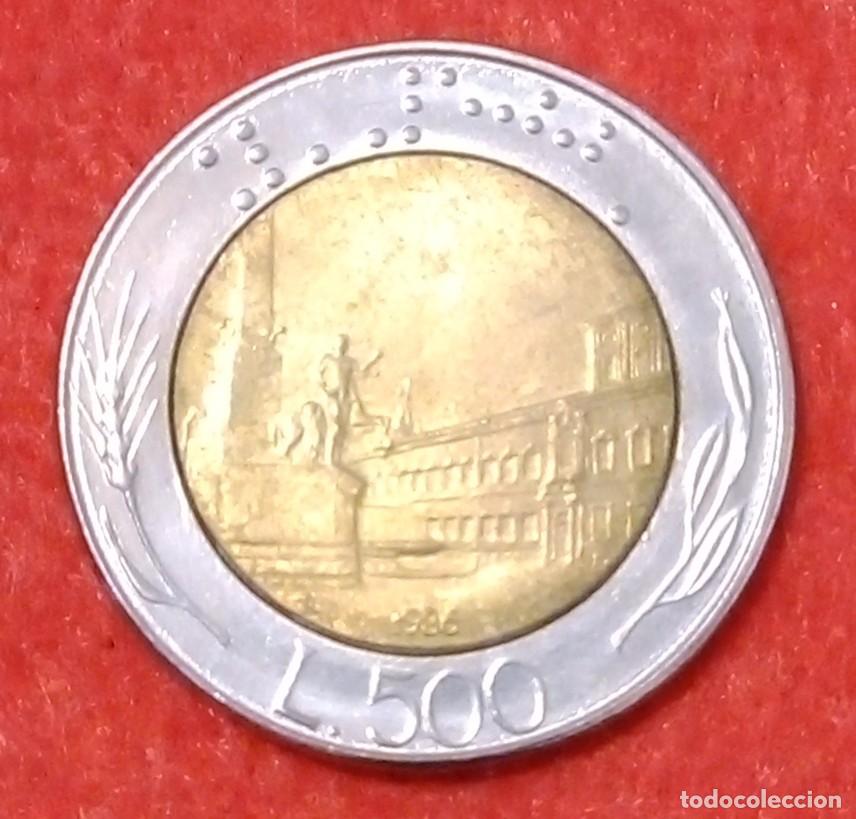 Monedas antiguas de Europa: MONEDA DE ITALIA 1986 - 500 LIRAS - BIMET&Aacute;LICA BRONCE-ALUMINIO/ACERO INOXIDABLE