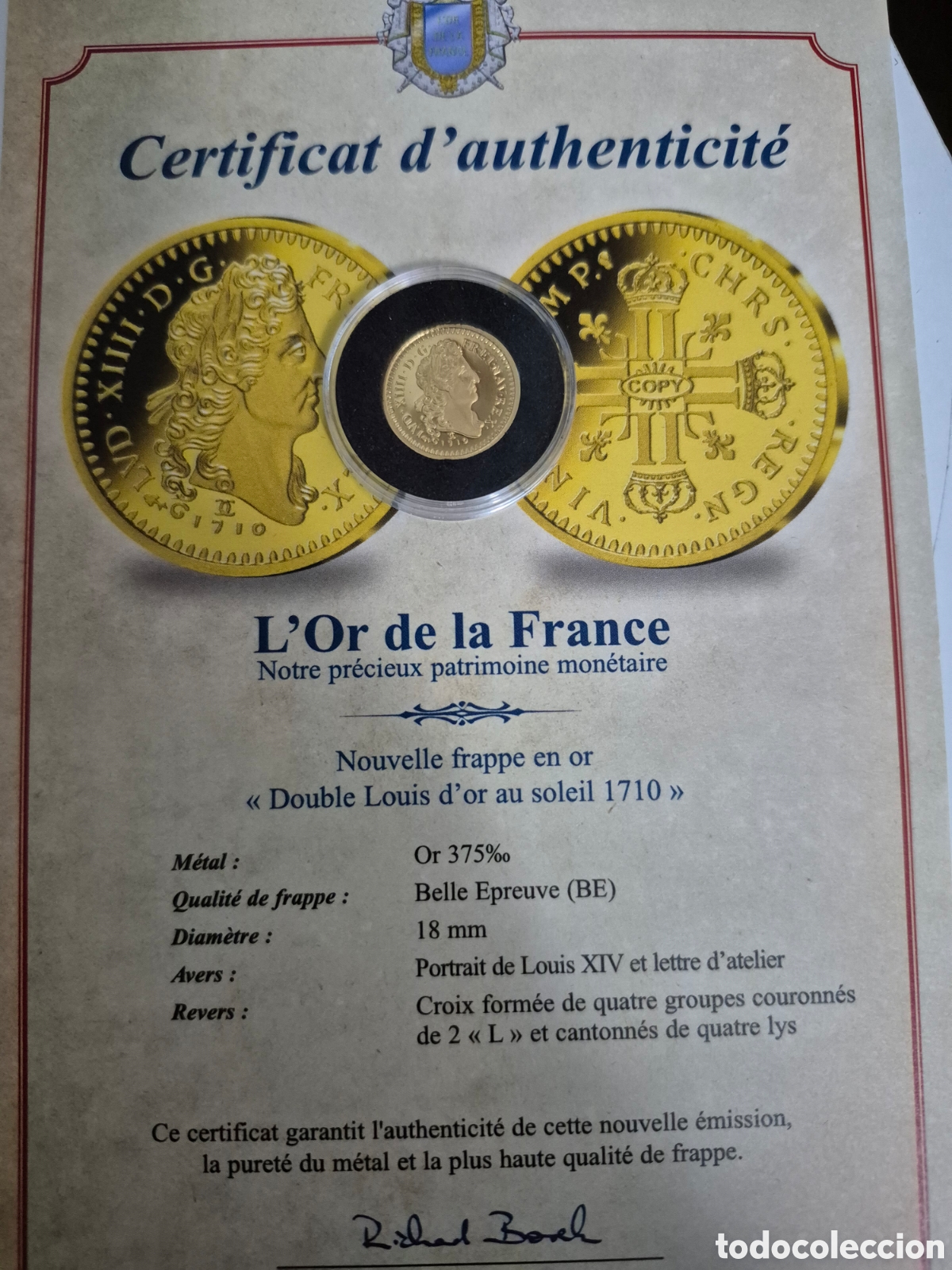 Monedas antiguas de Europa: Moneda Oro Double Louis d&rsquo;Or 1710