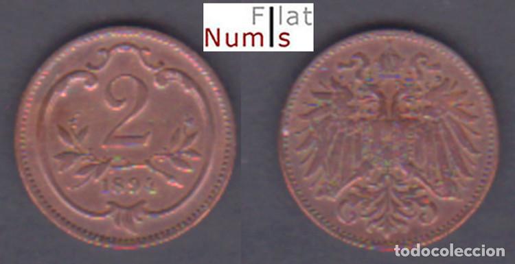 Old Coins of Europe: AUSTRIA - 2 HELLER - 1894 - BRONCE