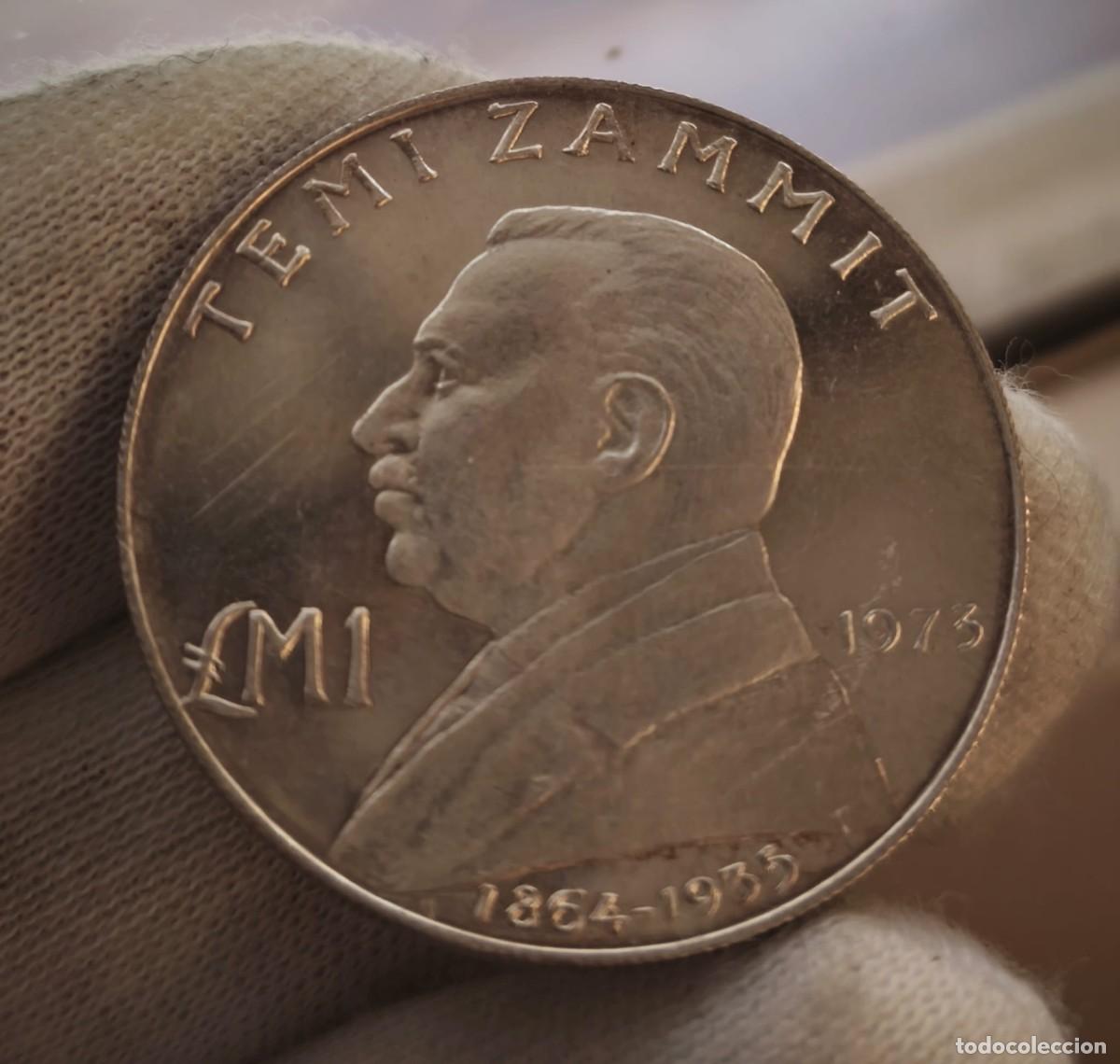 Monedas antiguas de Europa: Malta 1 Lira Sir Temi Zammit 1973 Km 19 Plata