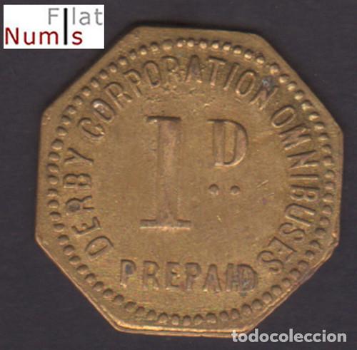 Monedas antiguas de Europa: GRAN BRETA&Ntilde;A - FICHA 1 PENIQUE - DERBY CORPORACION