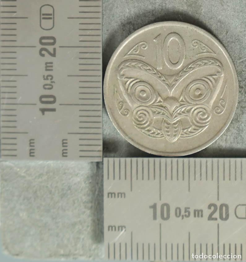 Monedas antiguas de Europa: MONEDA. 10 Cents - Nueva Zelanda - Elizabeth II - M&aacute;scara Maor&iacute; Koruru 1977