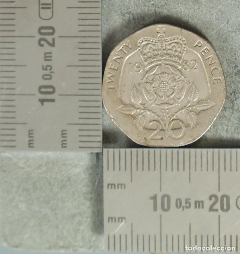 Monedas antiguas de Europa: MONEDA. 20 Pence - Reino Unido - Elizabeth II - Tudor Rose 1982
