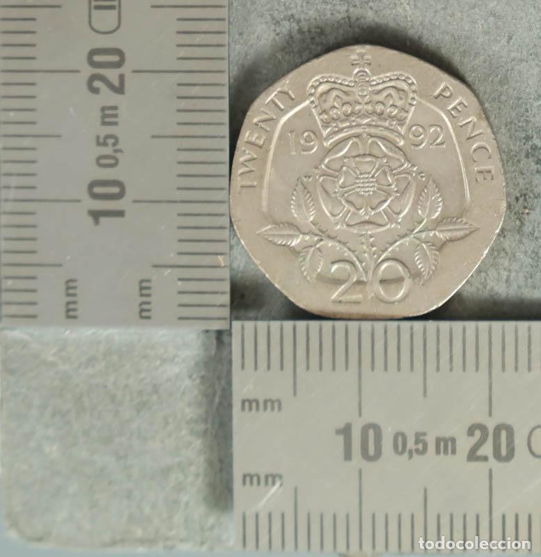 Monedas antiguas de Europa: MONEDA. 20 Pence - Reino Unido - Elizabeth II - Rosa Tudor 1992