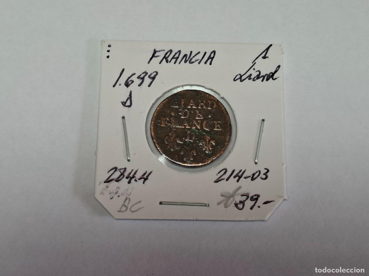 Monedas antiguas de Europa: 1 LIARD de 1699 D KM 284.4 FRANCIA en BC