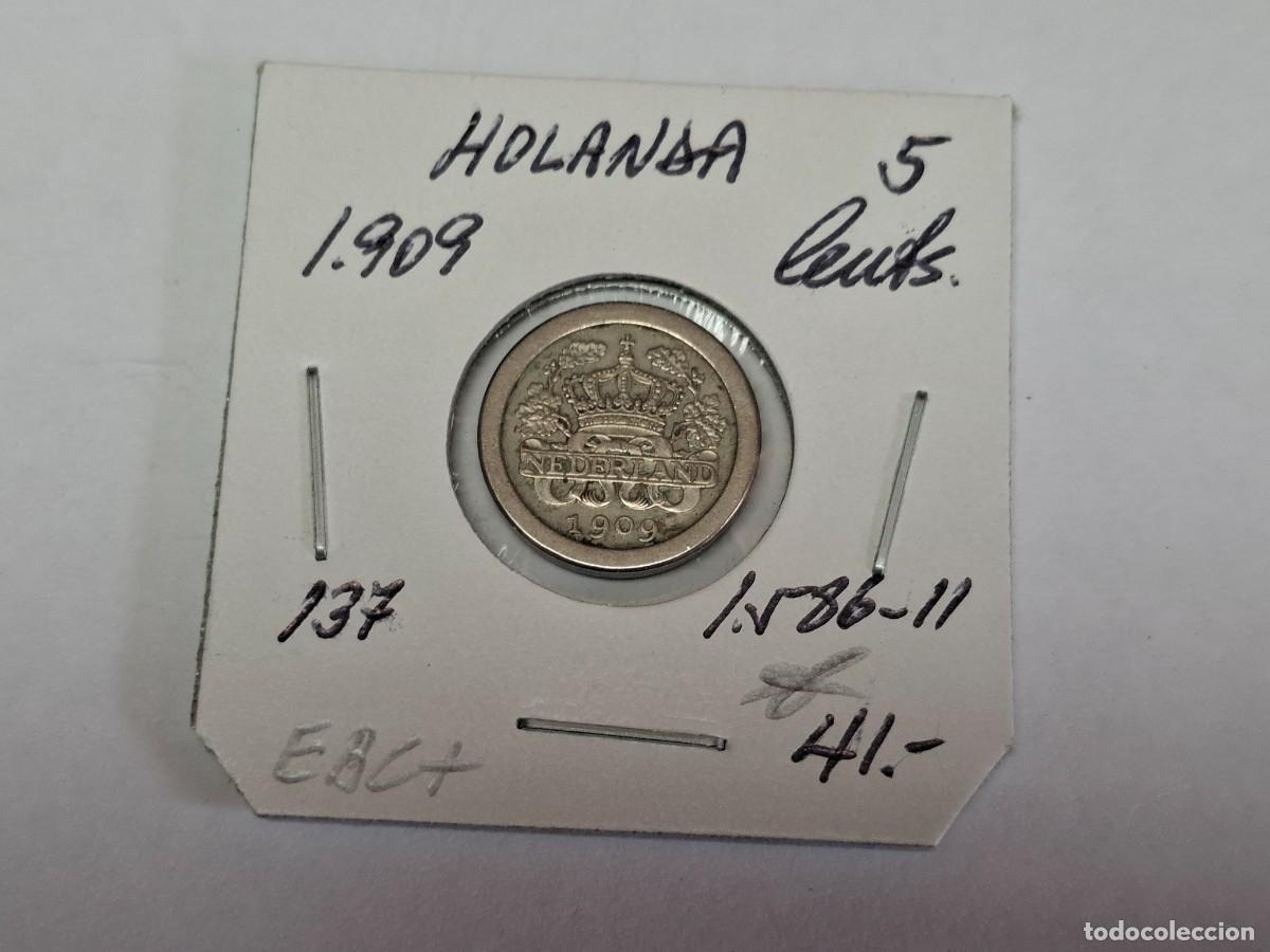 Monedas antiguas de Europa: 5 CENTS. de 1909 KM 137 HOLANDA en EBC+