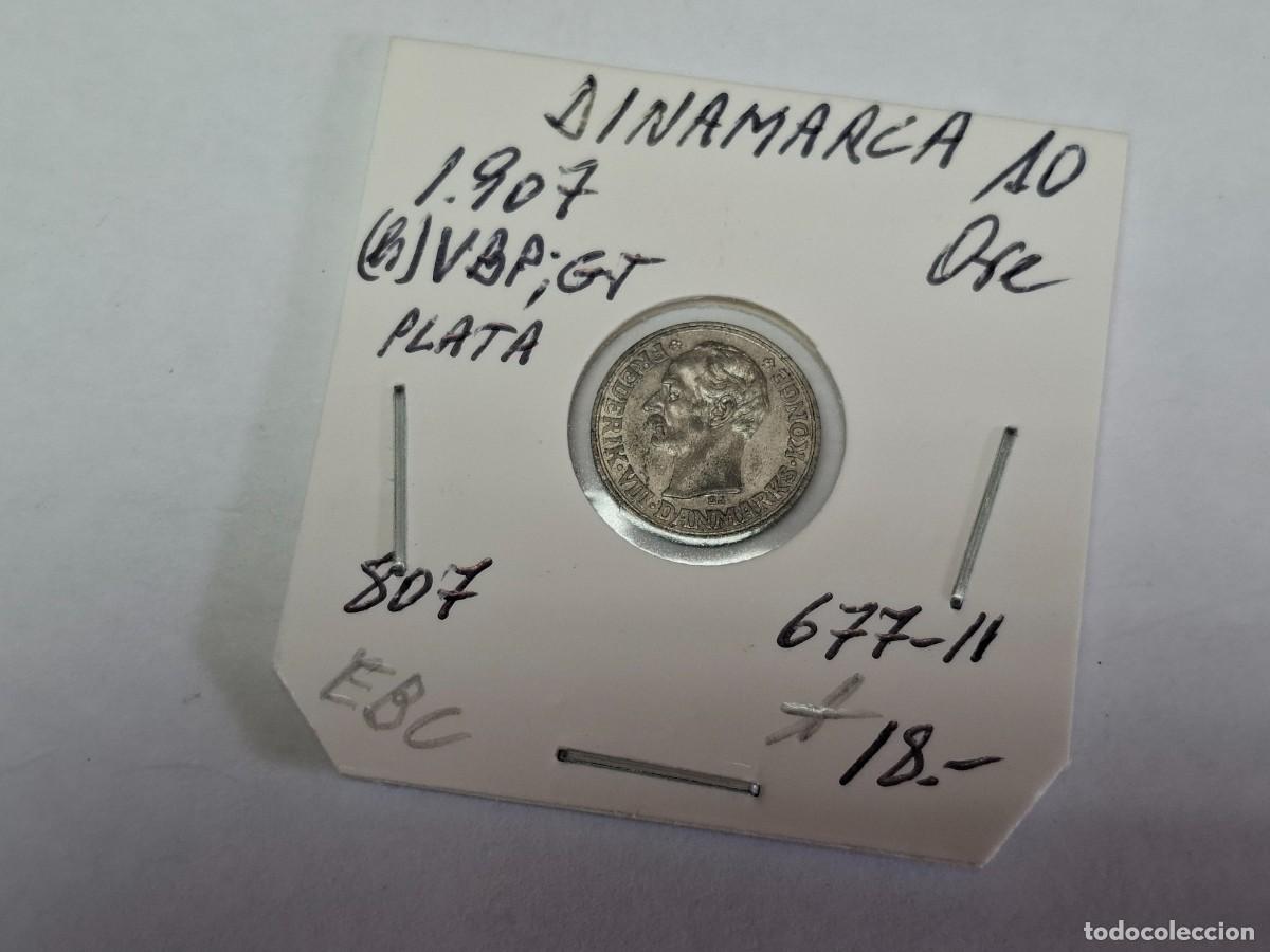 Monedas antiguas de Europa: 10 ORE de PLATA de 1907 (h) VBP KM 807 DINAMARCA en EBC