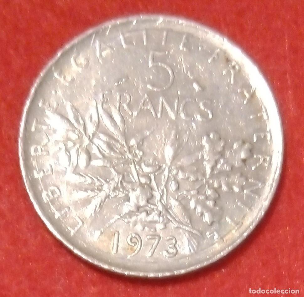 Monedas antiguas de Europa: MONEDA DE FRANCIA 1973 - 5 FRANCOS - COBRE REVESTIDO DE N&Iacute;QUEL (3)