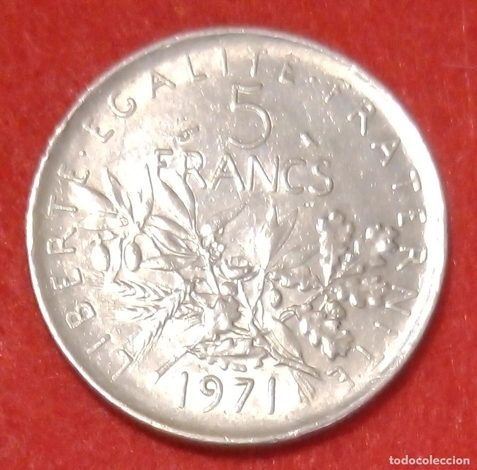 Monedas antiguas de Europa: MONEDA DE FRANCIA 1971 - 5 FRANCOS - COBRE REVESTIDO DE N&Iacute;QUEL (3)
