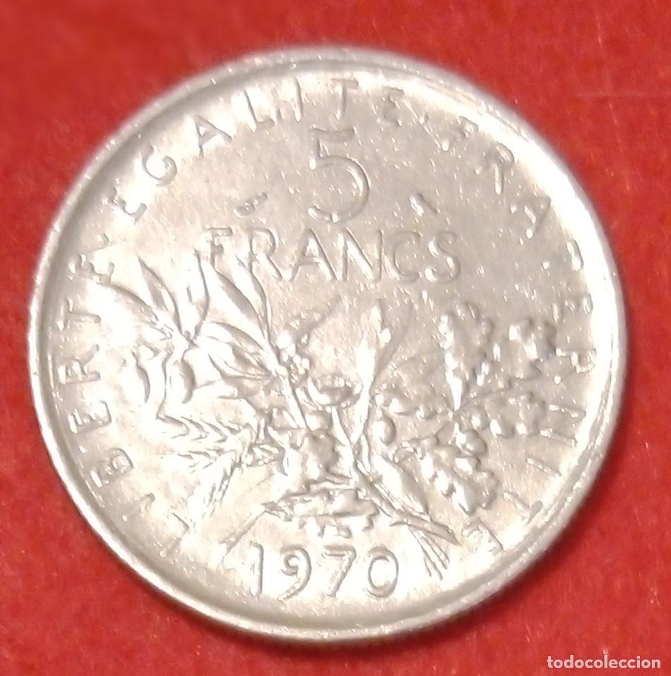 Monedas antiguas de Europa: MONEDA DE FRANCIA 1970 - 5 FRANCOS - COBRE REVESTIDO DE N&Iacute;QUEL (3)