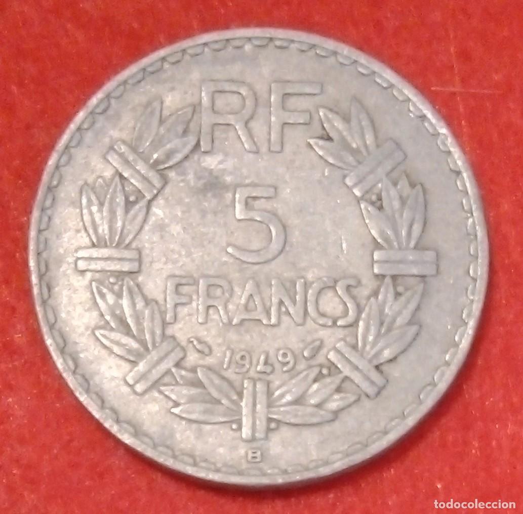 Monedas antiguas de Europa: MONEDA DE FRANCIA 1949 - 5 FRANCOS - ALUMINIO, CECA B, ROUEN