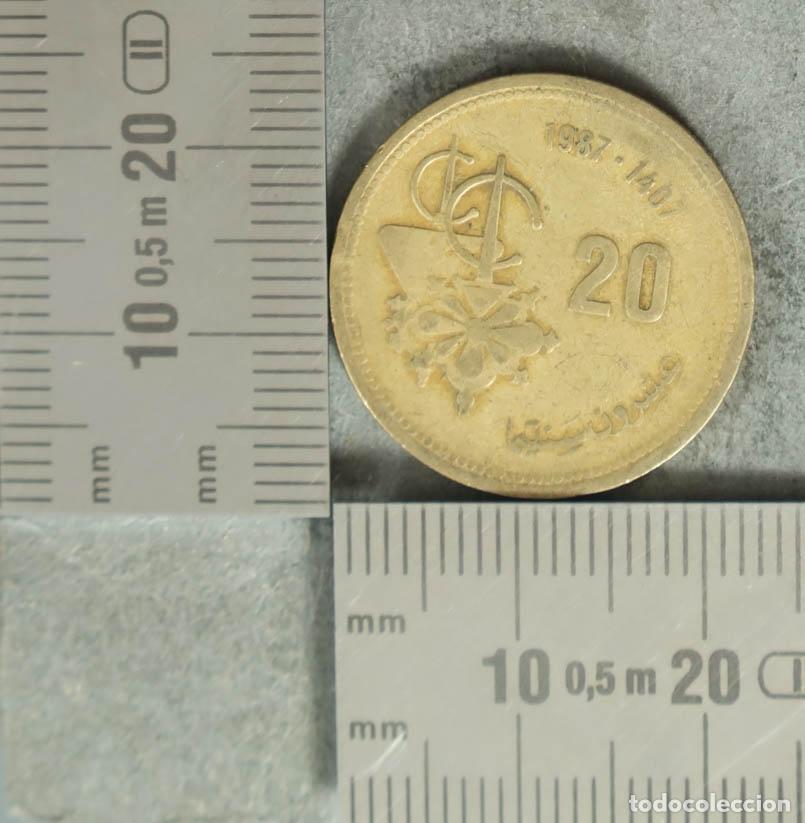 Moedas antigas da Europa: MONEDA. 20 Santimat - Marruecos - Hassan II - FAO 1987