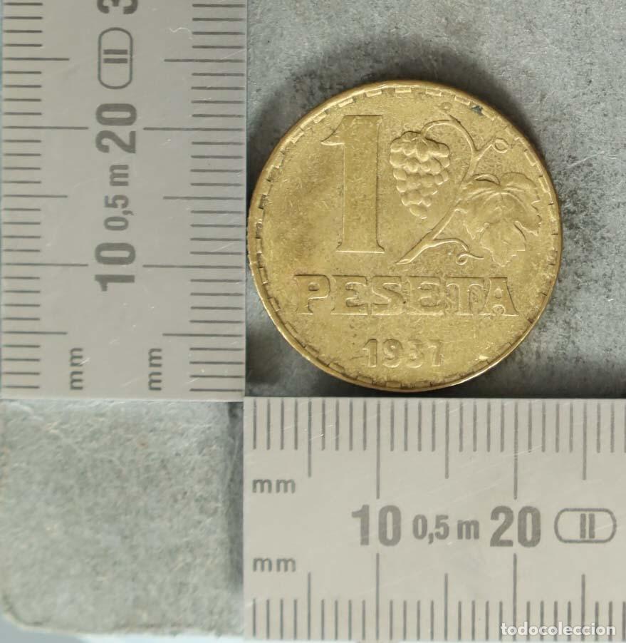 Monedas antiguas de Europa: Moneda. 1 Peseta - Espa&ntilde;a - II Rep&uacute;blica 1937