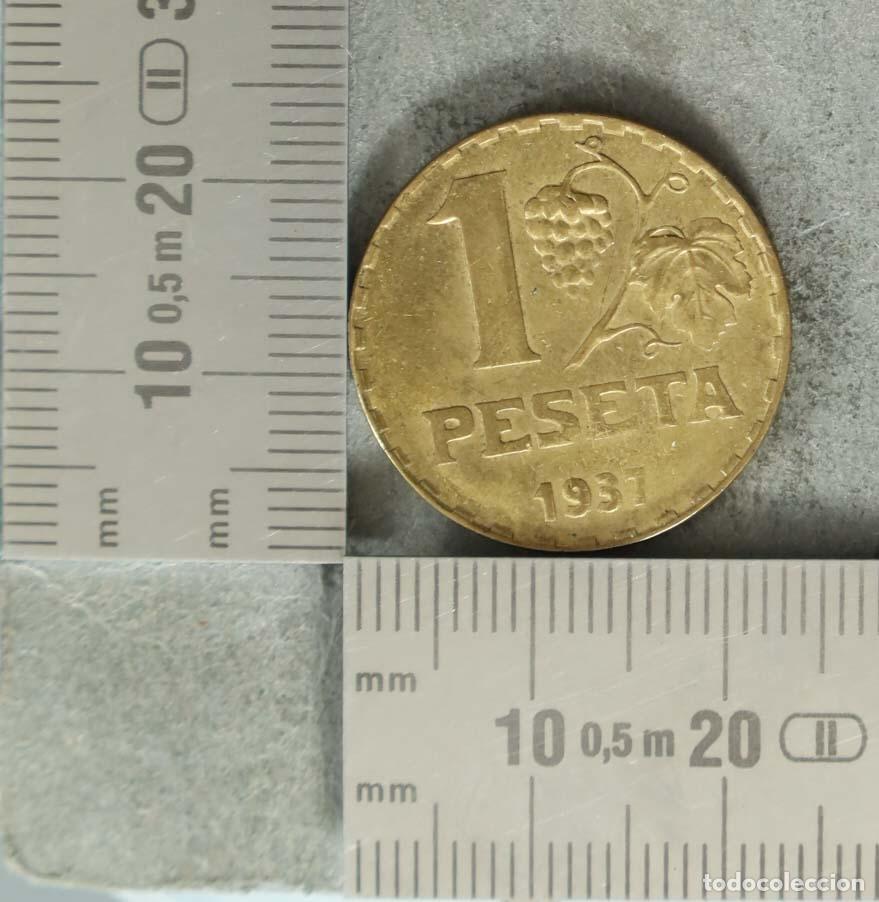 Monedas antiguas de Europa: Moneda. 1 Peseta - Espa&ntilde;a - II Rep&uacute;blica - La Rubia 1937