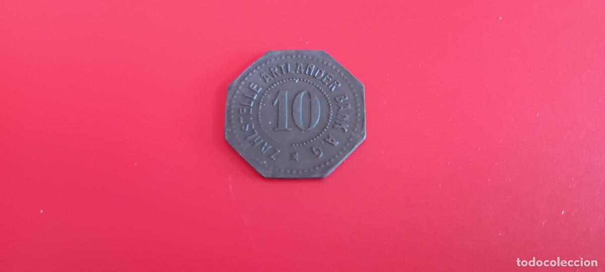Monedas antiguas de Europa: QUAKENBRUCK, ALEMANIA, 10 PFG 1921, ZINC, NOTGELD, BONITA PATINA