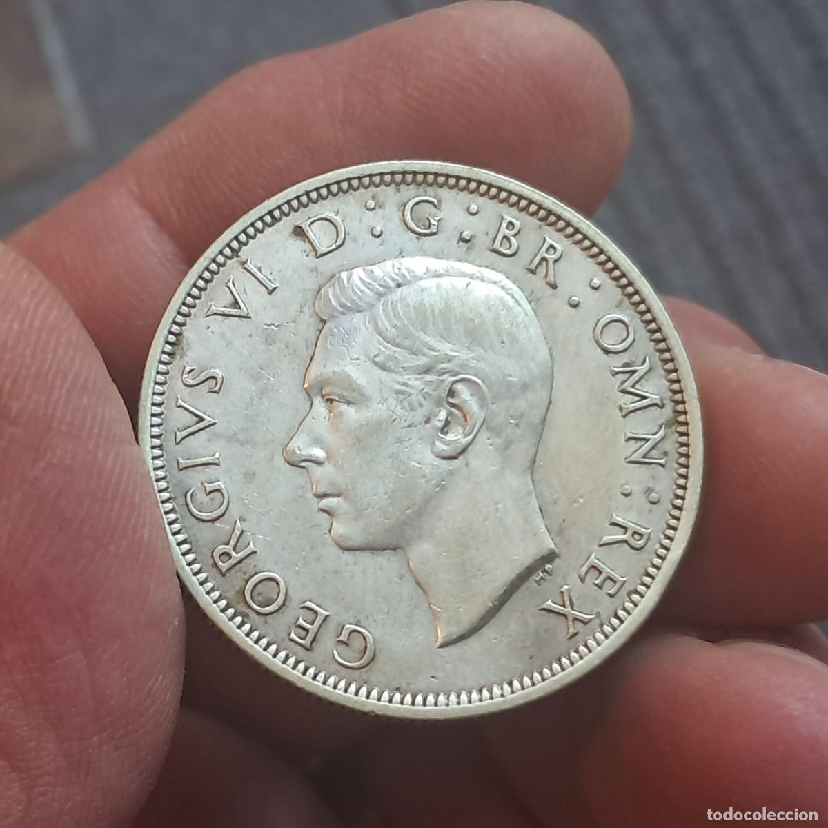Monedas antiguas de Europa: MONEDA DEL REINO UNIDO &frac12; CORONA CROWN 1942 - George VI (1er tipo) VF, KM# 856.