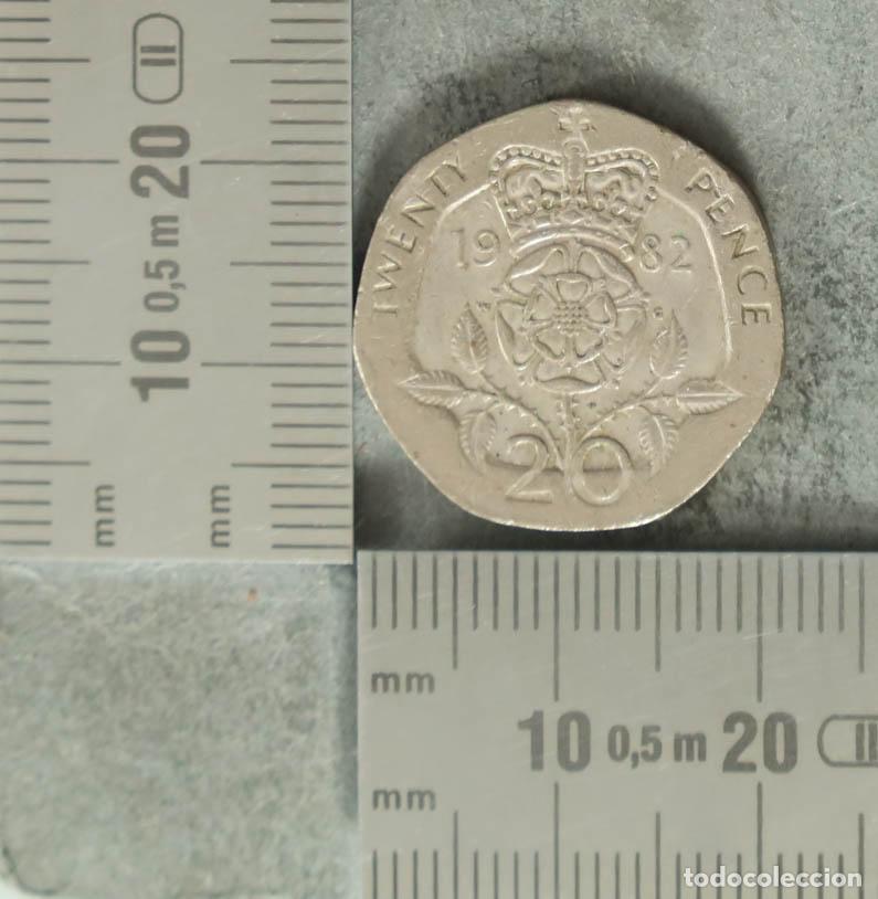 Monedas antiguas de Europa: Moneda. 20 Pence - Gran Breta&ntilde;a - Elizabeth II - Twenty Pence - Rosa de Tudor 1982