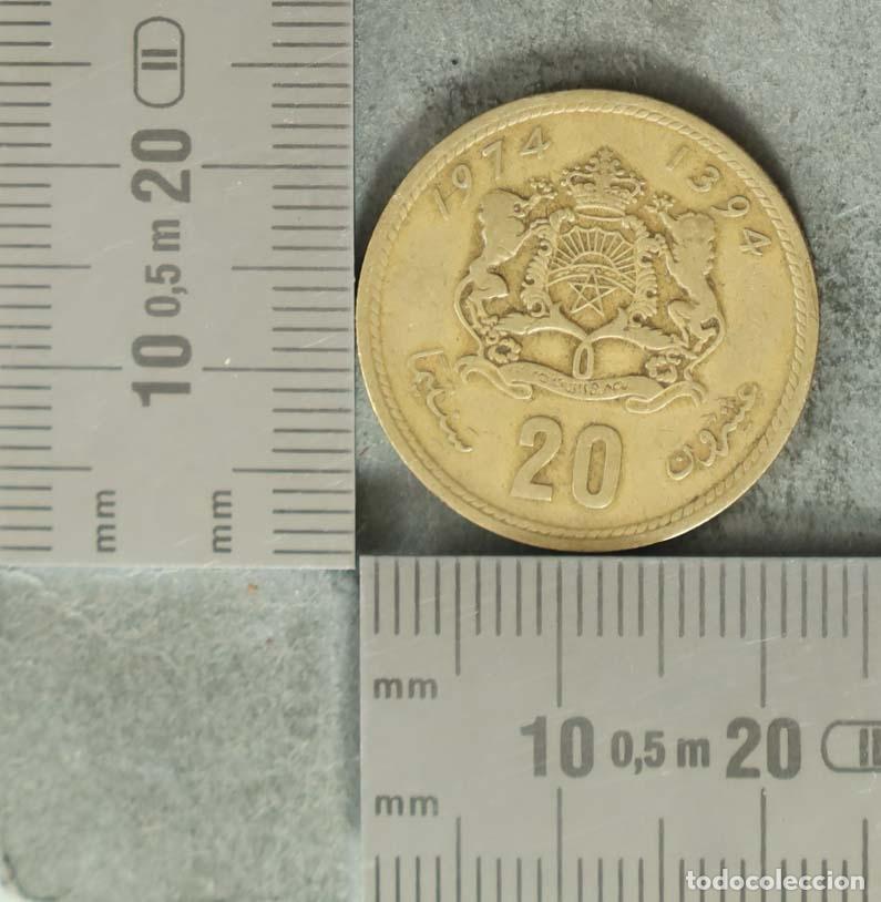 Monedas antiguas de Europa: Moneda. 20 Santimat - Marruecos - Hassan II 1974